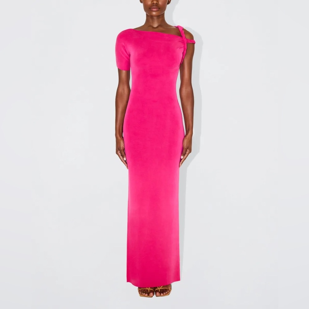 Khy Kylie Jenner Sueded Stretch Twist Maxi Dress | Fuchsia M, NWT